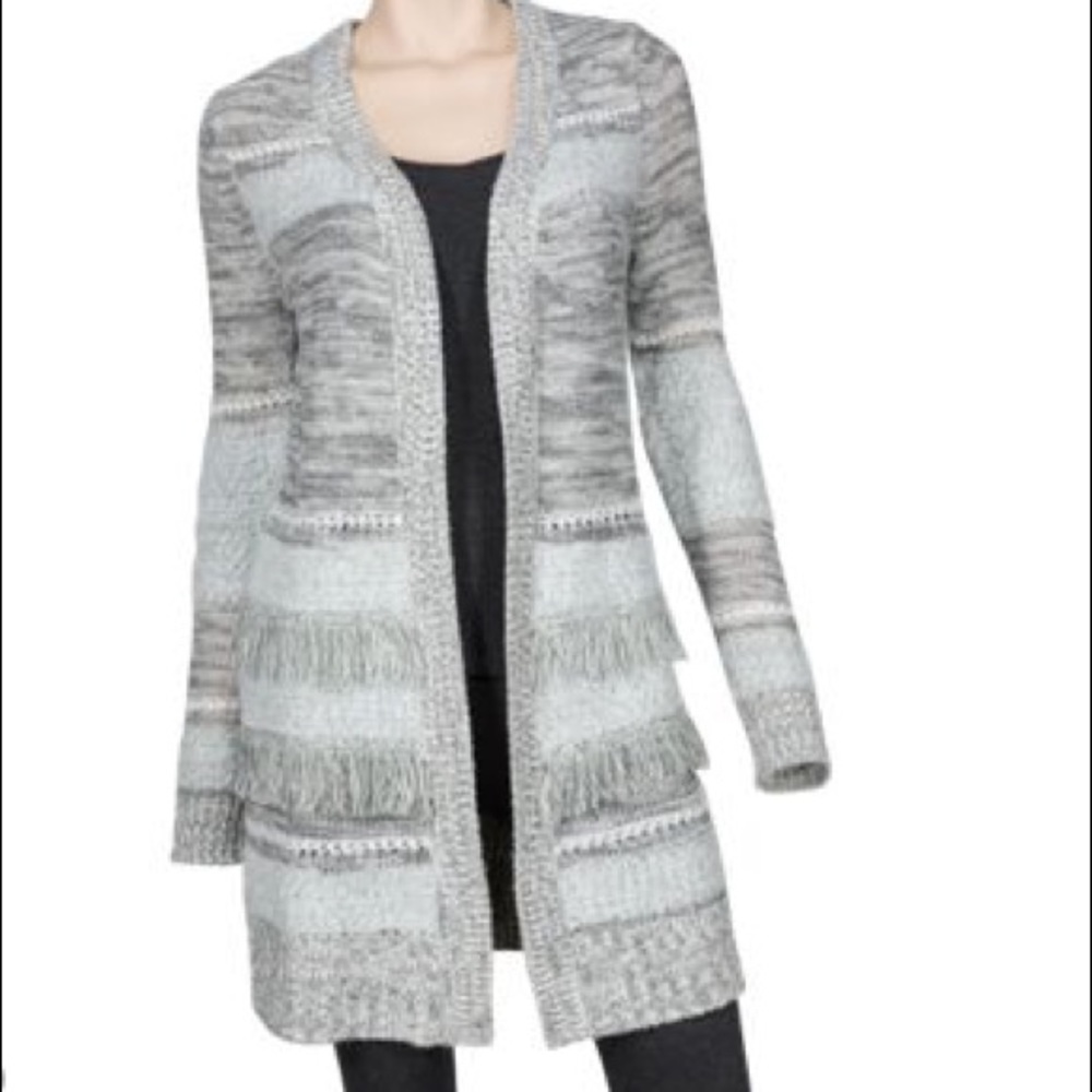 Natural Reflections Fringe Cardigan Sweater Medium